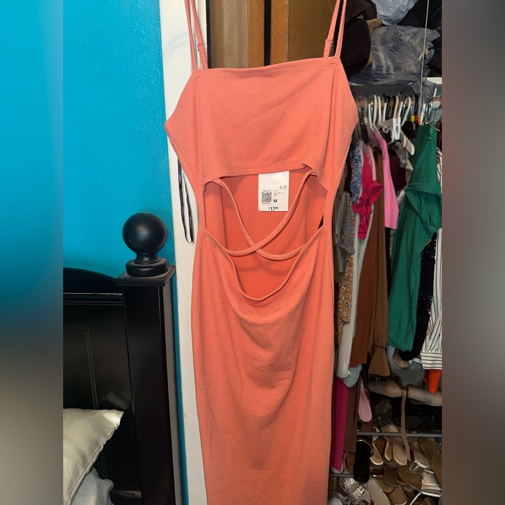 Forever 21 Asymmetrical Midi Coral Dress